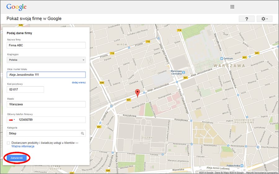 wizytówka Google Maps